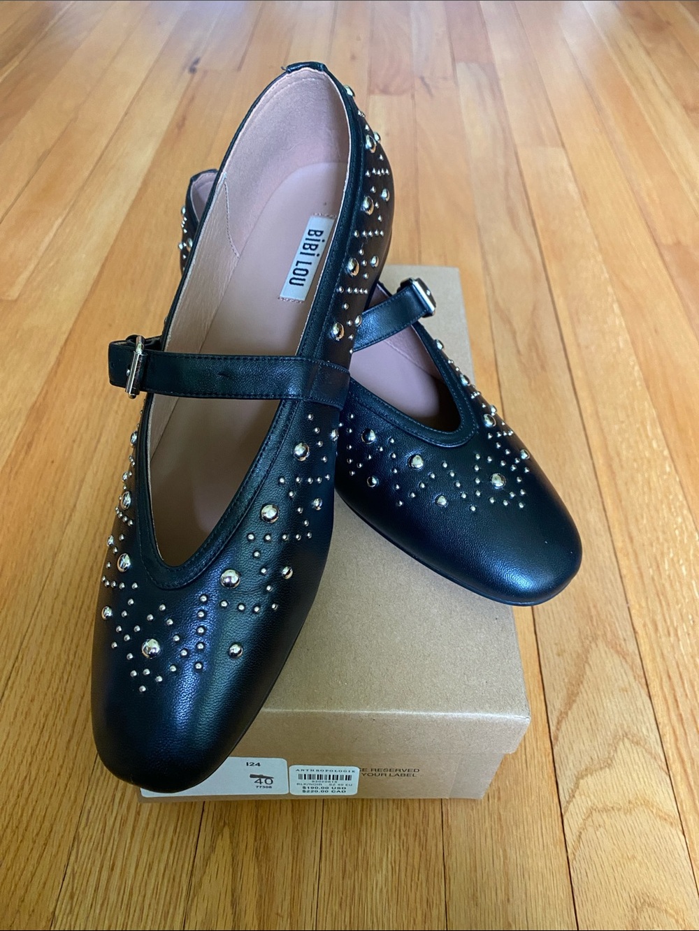 Anthropologie Bibi Lou Studded Mary Jane flats